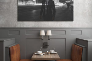 mock up poster frames in hipster interior background, 3D render